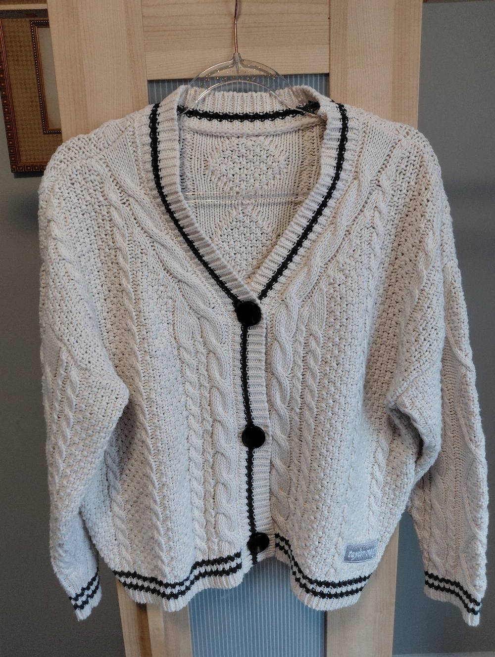 Taylor Swift Cable Knit Cardigan Sweater W/Silver Star Patches